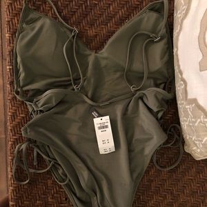 Abercrombie olive green army green one piece swim